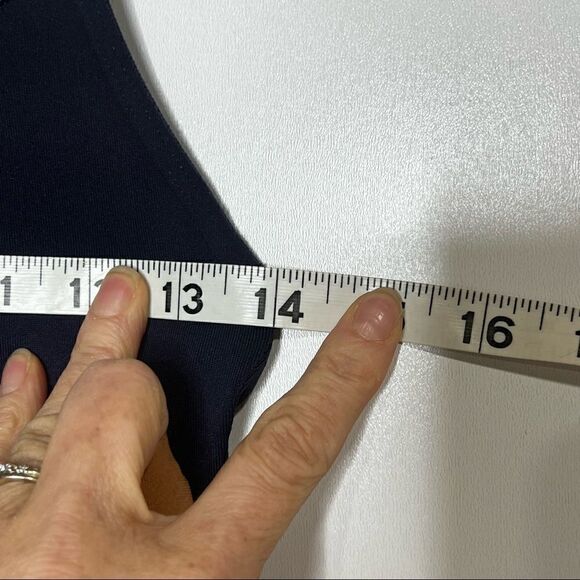 Athleta Navy Blue White Stripe Racerback Tank - Picture 7 of 14